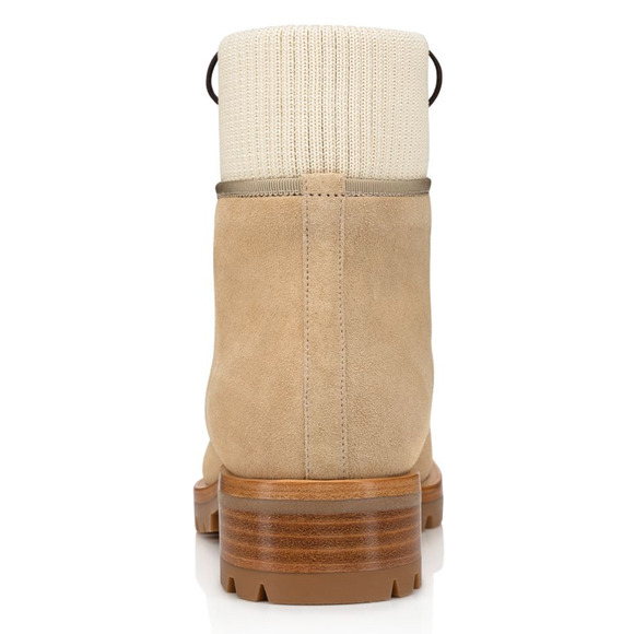 Christian Louboutin Trapman Flat Atlas Beige Suede Combat Lace Up Boot 44.5 11.5 - Picture 10 of 12